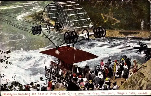 Ak Canada Passengers bording the Spanish Aero Cable Car to cross the Great Whirlpool, Niagara Falls