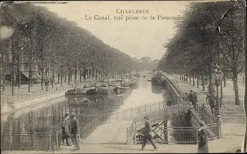 Ak Charleroi Wallonien Hennegau, Kanal, Fußgängerbrücke