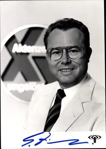 Ak Journalist und Fernsehmoderator Eduard Zimmermann, Portrait, Autogramm