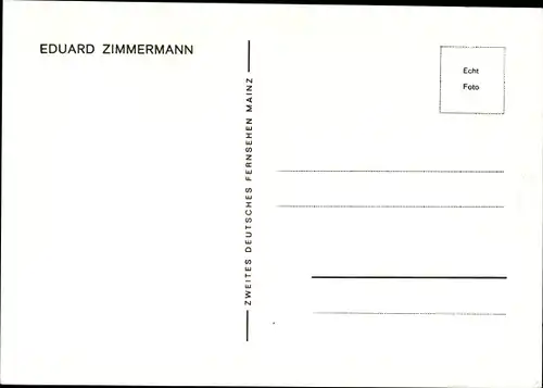 Ak Journalist und Fernsehmoderator Eduard Zimmermann, Portrait, Autogramm