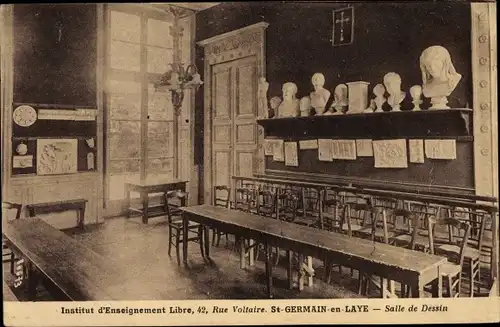 Ak Saint Germain en Laye Yvelines, Institut d'Enseignement Libre, 42 Rue Voltaire, Salle de Dessin