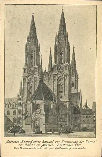 Ak Meißen an der Elbe, Andresen-Sehring'scher Entwurf zur Erneuerung der Türme des Domes, 1895