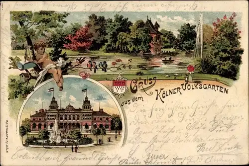 Litho Köln am Rhein, Kölner Volksgarten, Park, Gesellschaftshaus