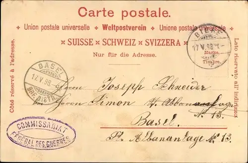 Litho Montreux Kanton Waadt Schweiz, Gesamtansicht, Schiff, Blumen