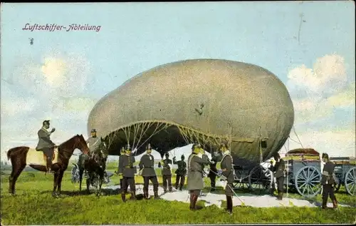 Ak Luftschiffer Abteilung, Fesselballon am Boden, deutsche Soldaten, 1. WK