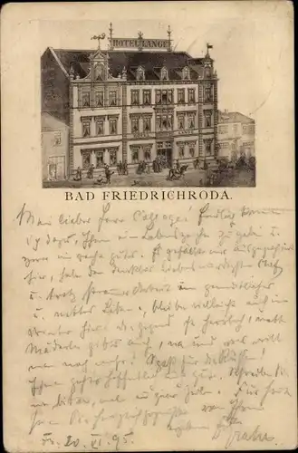 Vorläufer Litho Friedrichroda im Thüringer Wald, Hotel Lange, 1895