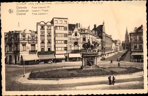 Ak Oostende Ostende Westflandern, Place Leopold I., Denkmal