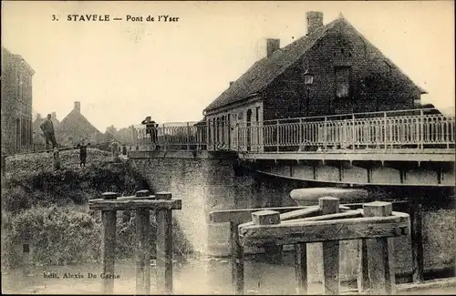 Ak Stavele Alveringem Westflandern, Pont de l'Yser