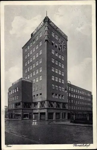 Ak Gera in Thüringen, Hochhaus Handelshof, Stadtbank, Stadtsparkasse