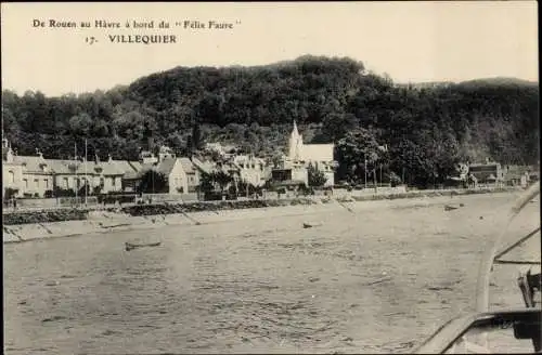 Ak Villequier Seine Maritime, Ortsansicht, Von Rouen nach Le Havre an Bord der Felix Faure