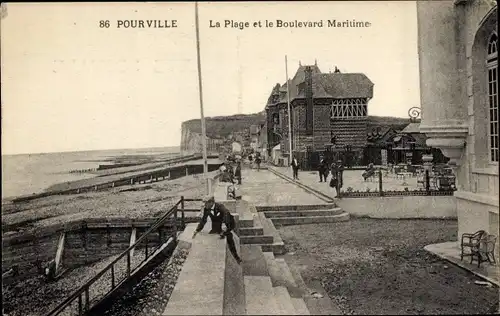 Ak Pourville Seine Maritime, Strand, Boulevard Maritime