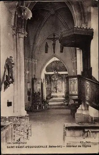 Ak Saint-Vaast-d'Equiqueville, Kirche, Innenansicht, Kanzel