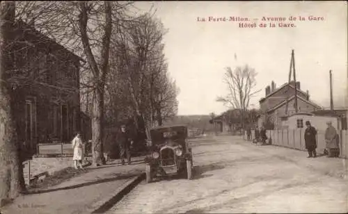 Ak La Ferté Milon Aisne, Avenue de la Gare, Hotel de la Gare