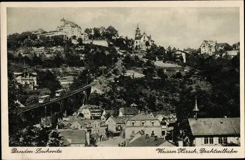 Ak Dresden Weißer Hirsch, Drahseilbahn, Loschwitz