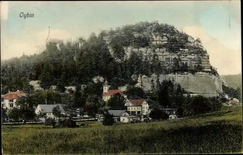 Ak Oybin in der Oberlausitz, Berg, Ortsansicht, Kirche