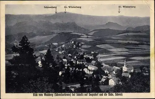 Ak Saupsdorf Sebnitz Sächsische Schweiz, Blick v. Wachberg, Schneeberg, großer u. kleiner Winterberg