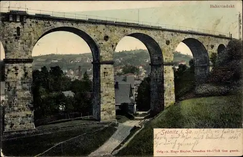 Ak Sebnitz Sächsische Schweiz, Bahnviadukt