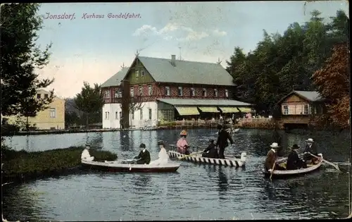 Ak Jonsdorf in Sachsen, Kurhaus Gondelfahrt, Ruderboote