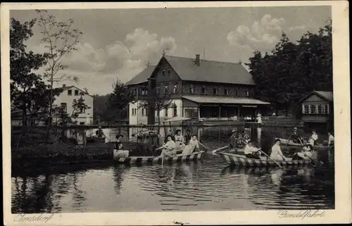 Ak Jonsdorf Sachsen, Kurhaus Gondelfahrt, Ruderboote