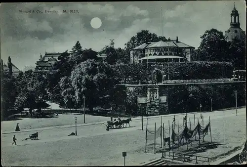 Mondschein Ak Dresden Altstadt, Belvedere