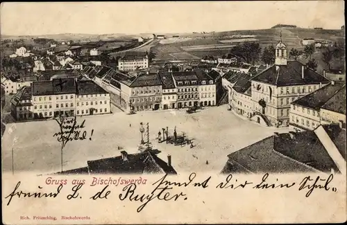 Ak Bischofswerda, Marktplatz, Rathaus, Panorama