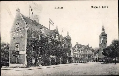 Ak Riesa an der Elbe Sachsen, Rathaus