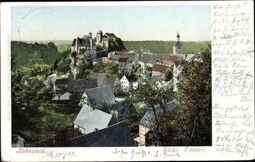 Ak Hohnstein Sächsische Schweiz, Gesamtansicht, Burg, Schloss