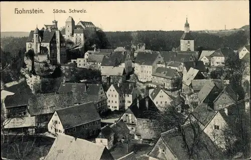 Ak Hohnstein Sächsische Schweiz, Gesamtansicht, Schloss
