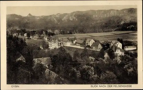 Ak Oybin in der Oberlausitz, Felsengasse, Panorama