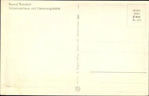 Ak Jonsdorf in der Oberlausitz Sachsen, Schweizerhaus, Genesungsheim