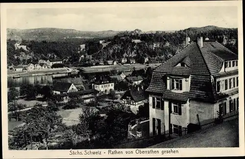 Ak Kurort Rathen im Elbsandsteingebirge, Blick von Oberrathen aus