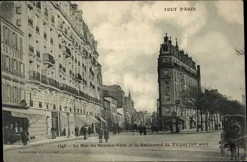 Ak Paris XII Reuilly, Rue du Rendez-Vous, Boulevard de Picpus