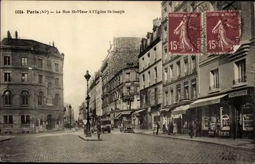 Ak Paris XI, Rue St-Maur, St.-Joseph-Kirche