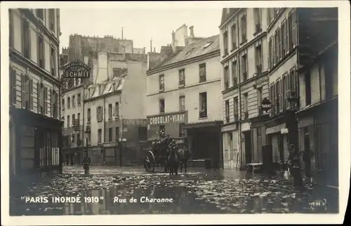 Ak Paris XI, Überschwemmung der Seine, Januar 1910, Rue de Charonne