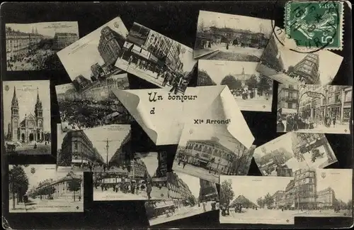 Ak Paris XI, Details, Straßenpartien, Kirche