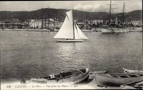 Ak Cannes Alpes Maritimes, Le Port, Vue prise du Phare