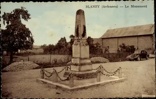 Ak Blanzy Ardennes, Das Denkmal