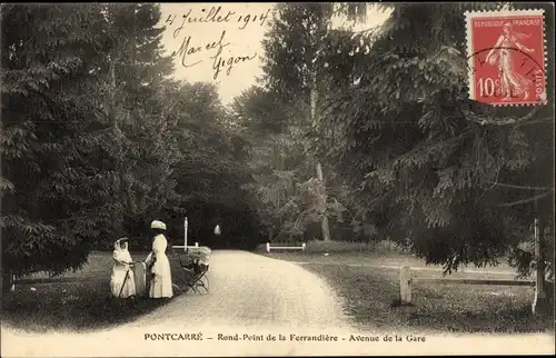 Ak Pontcarré Seine et Marne, Rond-Point de la Ferrandière, Avenue de la Gare