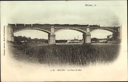 Ak Melun Seine et Marne, Le Pont du Mee