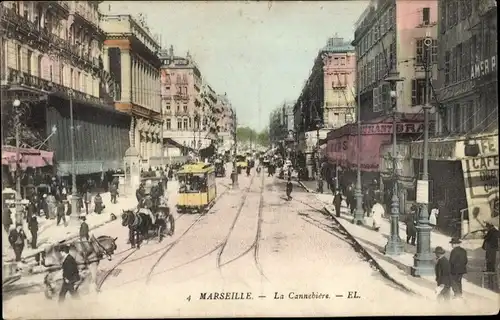 Ak Marseille Bouches du Rhône, La Cannebiere