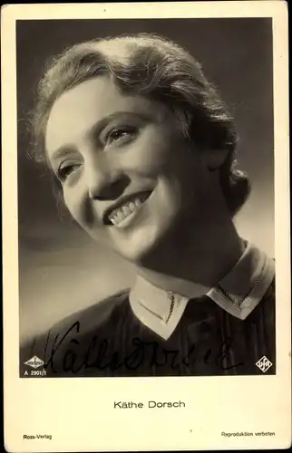 Ak Schauspielerin Käthe Dorsch, Portrait, Autogramm