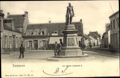 Ak Ekeren Antwerpen Anvers Flandern, La Statue Léopold II.