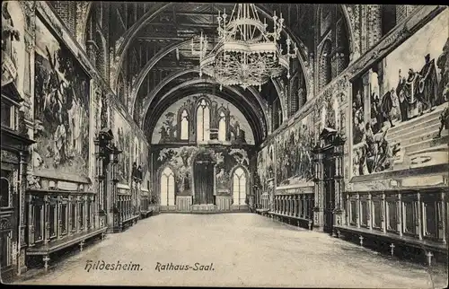 Ak Hildesheim in Niedersachsen, Rathaus, Saal