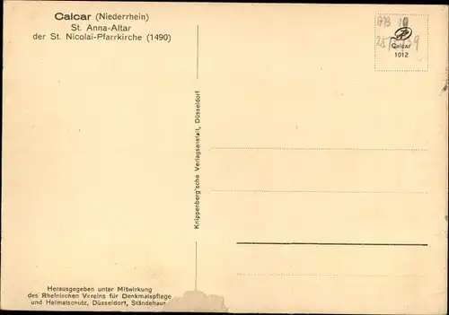 Ak Kalkar am Niederrhein, St. Anna-Altar der St. Nicolai-Pfarrkirche