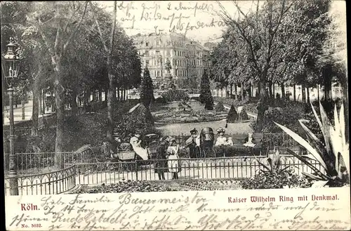 Ak Köln am Rhein, Kaiser Wilhelm Ring, Denkmal