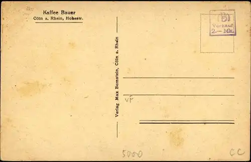 Ak Köln am Rhein, Kaffee Bauer, Inneres