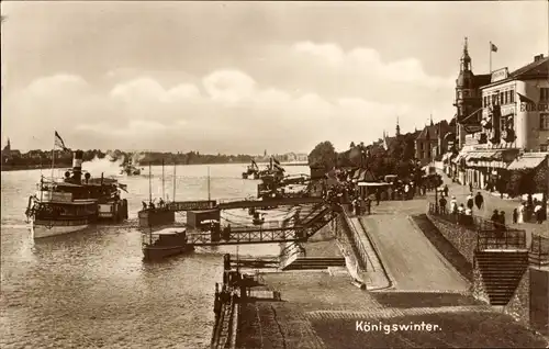 Ak Königswinter am Rhein, Ufer, Dampfer