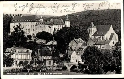 Ak Schleiden, Blick auf das Schloss mit Pfarrkirche