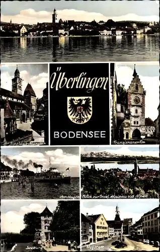 Ak Überlingen am Bodensee, Franziskaner-Tor, Hofstadt, Hafen, Seeburg