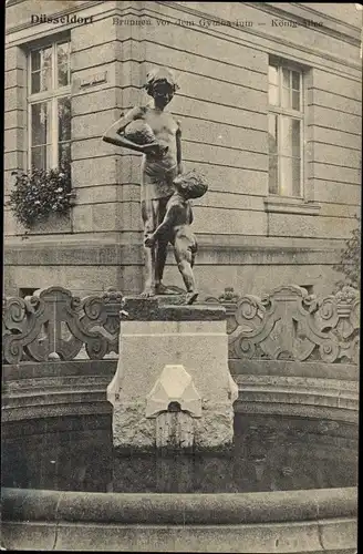 Ak Kaiserswerth Düsseldorf am Rhein, Brunnen, Gymnasium, Königsallee